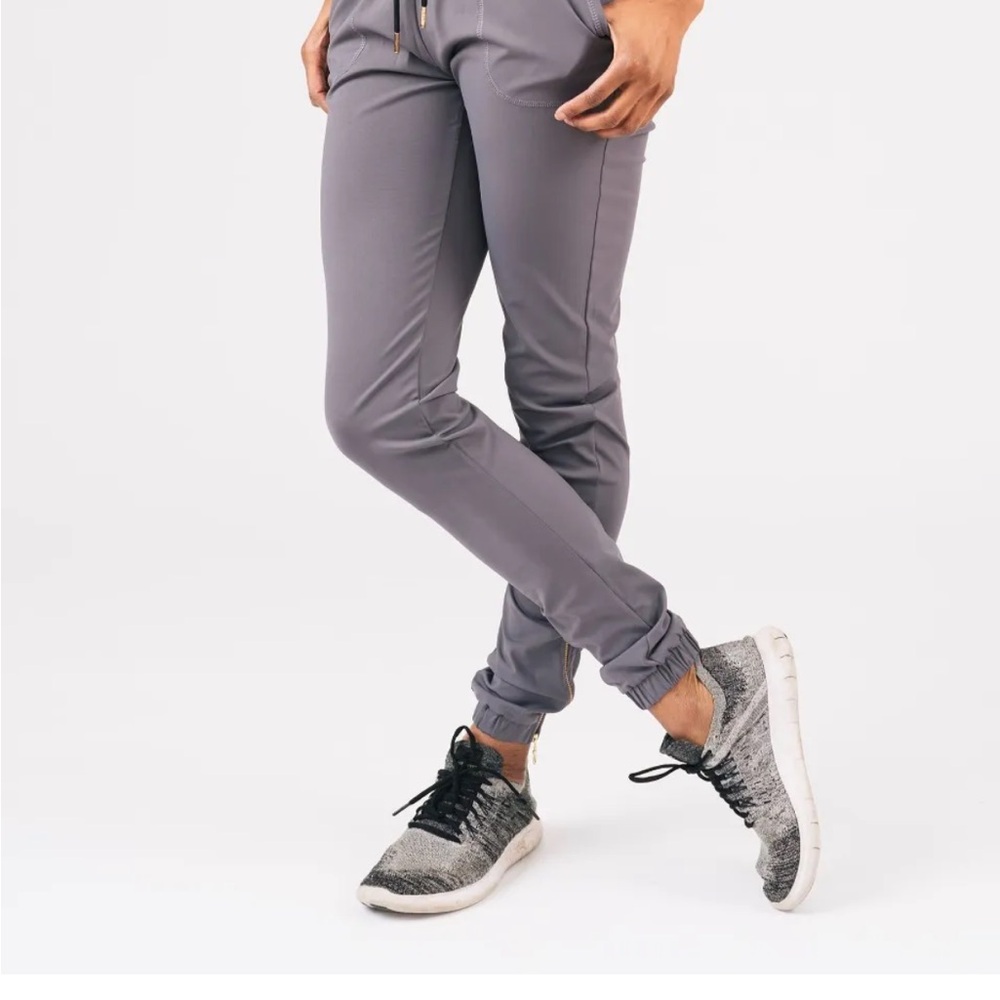 Dark Grey Peak Zipper Joggers (Long) 31”